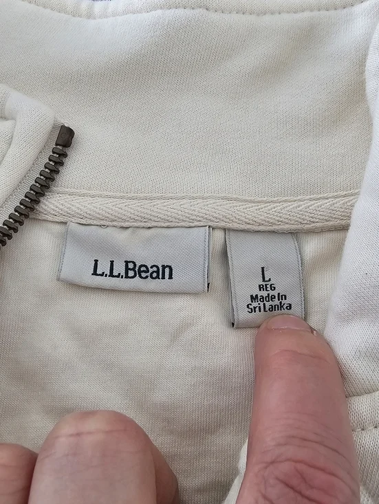 L.L.Bean Quilted Quarter Zip Pullover Cream Ivory Women’s Large Cozy Classic - Picture 7 of 10